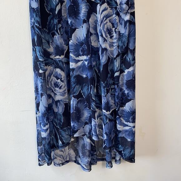 Enfocus Floral Y2K Faux Wrap Fairy Dress SZ 4P Semi Sheer Asymmetrical Hem - Picture 9 of 12